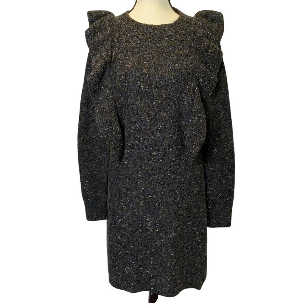 Chelsea & Violet Women's Knit Long Sleeve Ruffle Mini Sweater Dress‎ Small